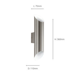 Eglo Agolada Stainless Steel Metal Ip44 Integrated Led Outdoor Wall Light, (D) 7.5Cm Dia - thumbnail 5
