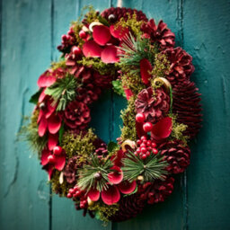 Dibor 30Cm Cluster Berries Xmas Festive Decor Front Door Wreath Christmas Wreath - thumbnail 3