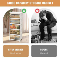 5 Tier Folding Stackable Storage Box Plastic Home Collapsible - thumbnail 5