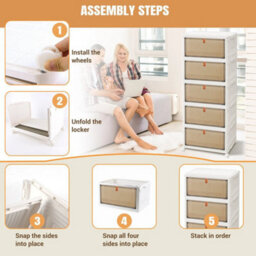 5 Tier Folding Stackable Storage Box Plastic Home Collapsible - thumbnail 6