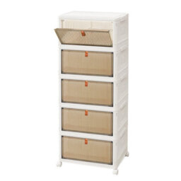 5 Tier Folding Stackable Storage Box Plastic Home Collapsible - thumbnail 1