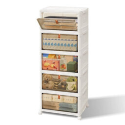 5 Tier Folding Stackable Storage Box Plastic Home Collapsible - thumbnail 2