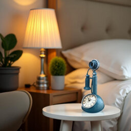 Alarm Clock 28.5Cm Blue Telephone Desk Clock Candlestick Style Table Clock With Quartz Movement Unique Novelty Gift For Men - thumbnail 5