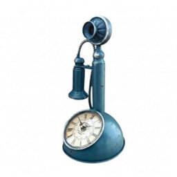 Alarm Clock 28.5Cm Blue Telephone Desk Clock Candlestick Style Table Clock With Quartz Movement Unique Novelty Gift For Men
