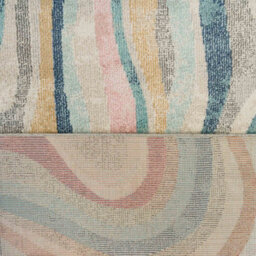 Loomed Grooved Lines Retro Milticoloured Pastel Fireside Living Area Rug 120Cm X 170Cm - thumbnail 9