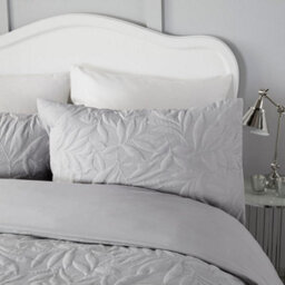 Serene Luana Silver Microfibre Pinsonic 3D Floral Design Duvet Cover Set - thumbnail 3