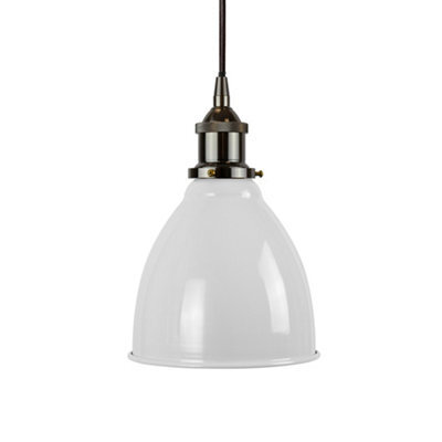 Pale Grey Classic Small Pantry Metal Painted Dome Pendant Light With Black Nickel Lamp Holder And Black Round Cable - Se Home