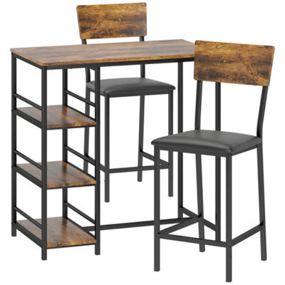 Wyld Haus Vita 3-Piece Compact Bar Table Set - Rustic Brown And Black, Includes 2 Padded Bar Chairs - image 1