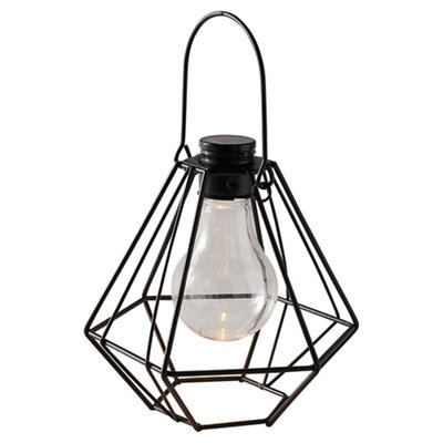 Black Solar-Powered Integrated Led Outdoor Lantern - image 1