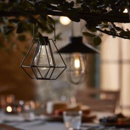 Black Solar-Powered Integrated Led Outdoor Lantern - thumbnail 2