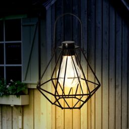 Black Solar-Powered Integrated Led Outdoor Lantern - thumbnail 4