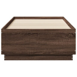 Berkfield Bed Frame With Led Without Mattress Brown Oak 90X190 Cm Single - thumbnail 6