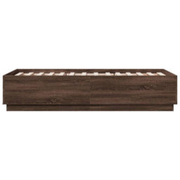 Berkfield Bed Frame With Led Without Mattress Brown Oak 90X190 Cm Single - thumbnail 7