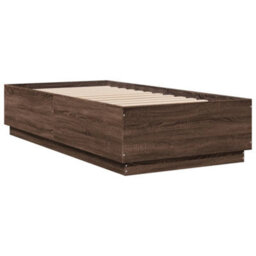 Berkfield Bed Frame With Led Without Mattress Brown Oak 90X190 Cm Single - thumbnail 8