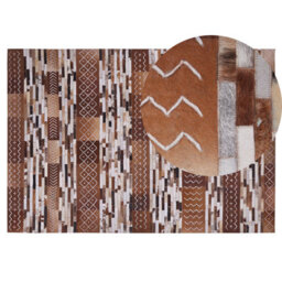 Beliani Rug Herekli Brown 140 X 200 Cm Leather