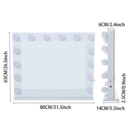 Living And Home Hollywood Makeup Mirror With 14 Dimmable Led Bulbs For Bedroom 80X 65Cm - thumbnail 6
