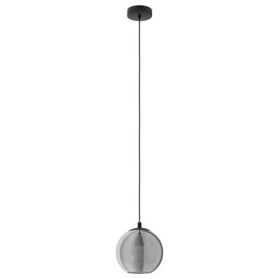 Eglo Ariscani Smoke And Black Glass And Metal 1 Light Ceiling Pendant, (D) 20Cm - image 1