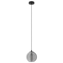 Eglo Ariscani Smoke And Black Glass And Metal 1 Light Ceiling Pendant, (D) 20Cm - thumbnail 1