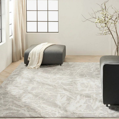 Xample Calvin Klein Rush Grey Ivory Rug 244X305Cm Extra Large Modern Abstract Machine Woven Low Pile Luxury Living Room Rug - image 1