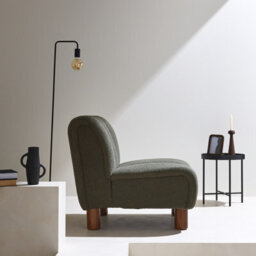 Sweeek - Armchair With Rounded Wooden Legs And Khaki Bouclette Fabric - thumbnail 6