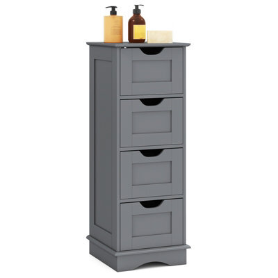 Costway Freestanding Narrow Cupboard Bathroom Floor Drawer Cabinet-Grey - image 1