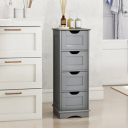 Costway Freestanding Narrow Cupboard Bathroom Floor Drawer Cabinet-Grey - thumbnail 3