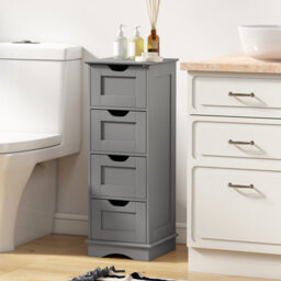 Costway Freestanding Narrow Cupboard Bathroom Floor Drawer Cabinet-Grey - thumbnail 5