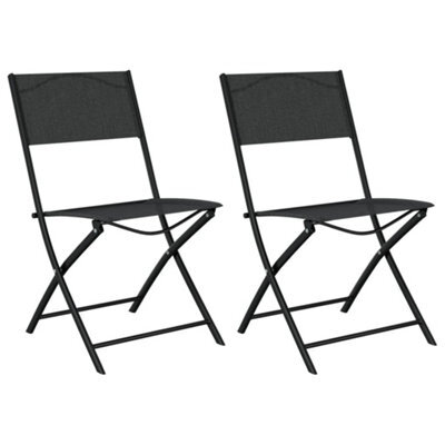 Berkfield Folding Outdoor Chairs 2 Pcs Black Steel And Textilene - image 1