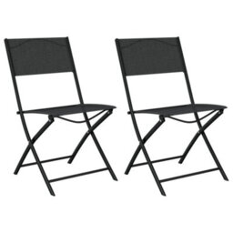 Berkfield Folding Outdoor Chairs 2 Pcs Black Steel And Textilene