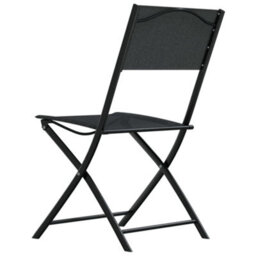 Berkfield Folding Outdoor Chairs 2 Pcs Black Steel And Textilene - thumbnail 5