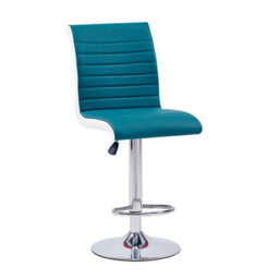 Furniture in Fashion Topaz White High Gloss Bar Table With 4 Ritz Teal White Stools - thumbnail 3