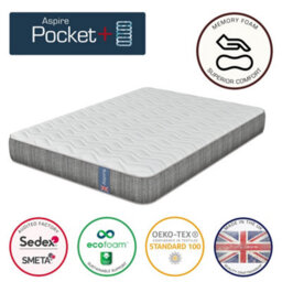 Aspire Kids & Teenagers Pocket Sprung Memory Support Mattress, Size Small Single - thumbnail 2