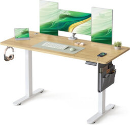 LEDREM Electric Standing Desk, Height Adjustable Desk, 140 X 60 Cm, 4 Memory Heights, Usb-C Port, Storage Pocket, For Home Office - thumbnail 2