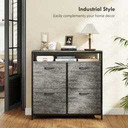Homcom Shoe Cabinet With 4 Flip Drawers, Holds 12-20 Pairs, Cement Grey - thumbnail 7