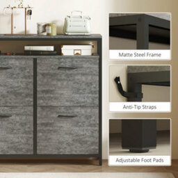 Homcom Shoe Cabinet With 4 Flip Drawers, Holds 12-20 Pairs, Cement Grey - thumbnail 8