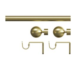 GoodHome Elasa Satin Brass Effect Extendable Ball Single Curtain Pole Set, (L)1200mm-2100mm (Dia)28mm - thumbnail 2