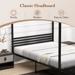 Double Canopy Bed Frame Under-Bed Storage Metal Slat Black - thumbnail 3
