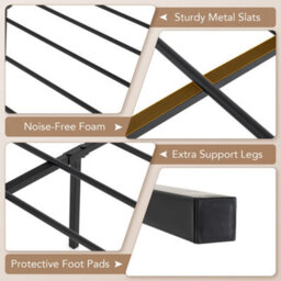 Double Canopy Bed Frame Under-Bed Storage Metal Slat Black - thumbnail 6