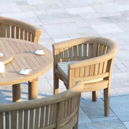 Eterna Bercial Teak Garden Outdoor Dining Table & 4 Seat Chair Set - With Green Cushions - thumbnail 5