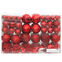 Berkfield Lightweight 111 Piece Christmas Bauble Set Red Polystyrene