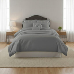 Luxury Embroidered Duvet Cover Set Bedding With Matching Accessories Silver