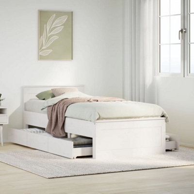 Berkfield Bed Frame Without Mattress With Headboard White 90X200 Cm Solid Wood Pine - image 1