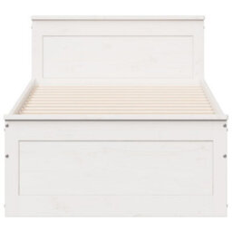 Berkfield Bed Frame Without Mattress With Headboard White 90X200 Cm Solid Wood Pine - thumbnail 4