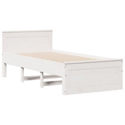 Berkfield Bed Frame Without Mattress With Headboard White 90X200 Cm Solid Wood Pine - thumbnail 7