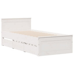 Berkfield Bed Frame Without Mattress With Headboard White 90X200 Cm Solid Wood Pine - thumbnail 3