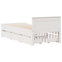 Berkfield Bed Frame Without Mattress With Headboard White 90X200 Cm Solid Wood Pine - thumbnail 6