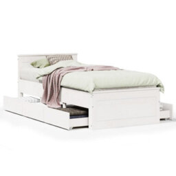 Berkfield Bed Frame Without Mattress With Headboard White 90X200 Cm Solid Wood Pine - thumbnail 2