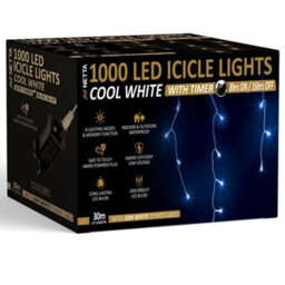 NETTA 1000 Led Icicle Lights 30M Indoor/outdoor Christmas Lights With White Cable - Cool White - thumbnail 1
