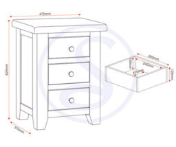 Seconique Windsor 3 Drawer Bedside Real Natural Oak Fully Assembled - thumbnail 8
