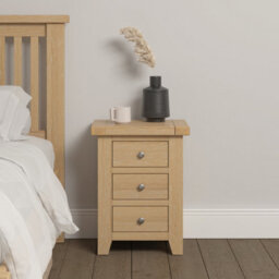 Seconique Windsor 3 Drawer Bedside Real Natural Oak Fully Assembled - thumbnail 1